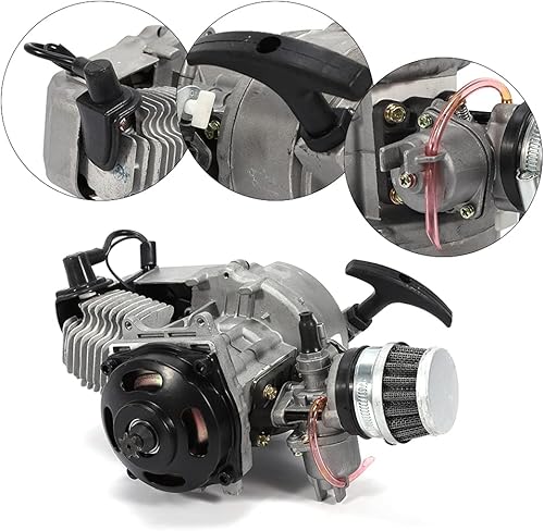 Miniatura 3 de Motor de arranque de motor de 2 tiempos, motor de arranque de 47 cc, 49 cc, motor de un solo cilindro, refrigerado por aire, kit completo de motor