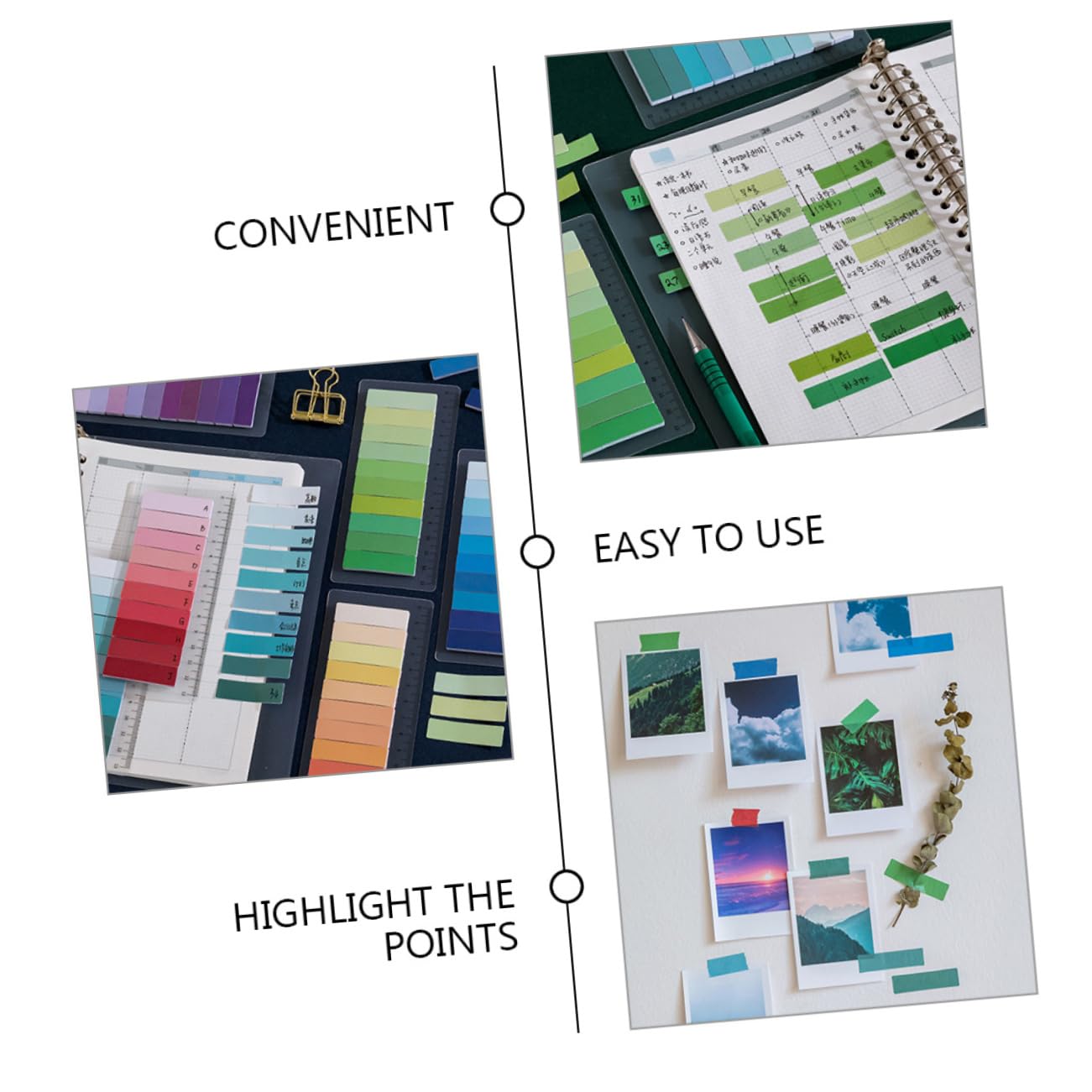 Gadpiparty 12 Sätze Portable Sticky Tabs Pastellfarben Durchsichtige Haftmarker für Notizen Seitenmarkierung und Bürobedarf Leicht für Zuhause