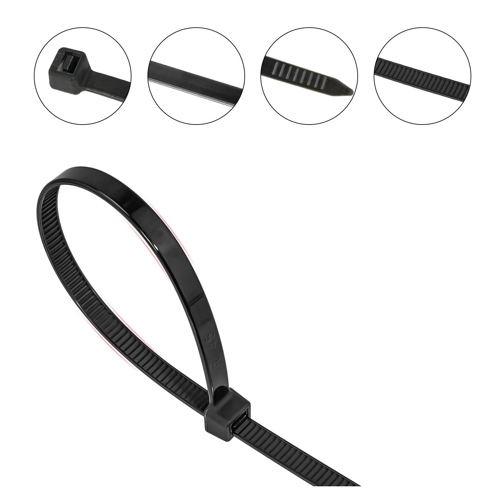 Surtido de bridas para cables,Bridas para cables, 4 × 200 mm 3 × 200 mm Tamaño 100 piezas Nylon de bloqueo negro(3X200)