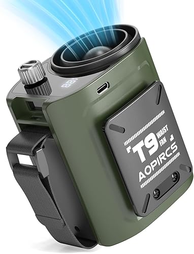 Ventilador de cintura portátil  Ventiladores de cinturón de 9000 mAh, máximo 40 horas de tiempo de trabajo, ventilador de camisa de flujo de aire