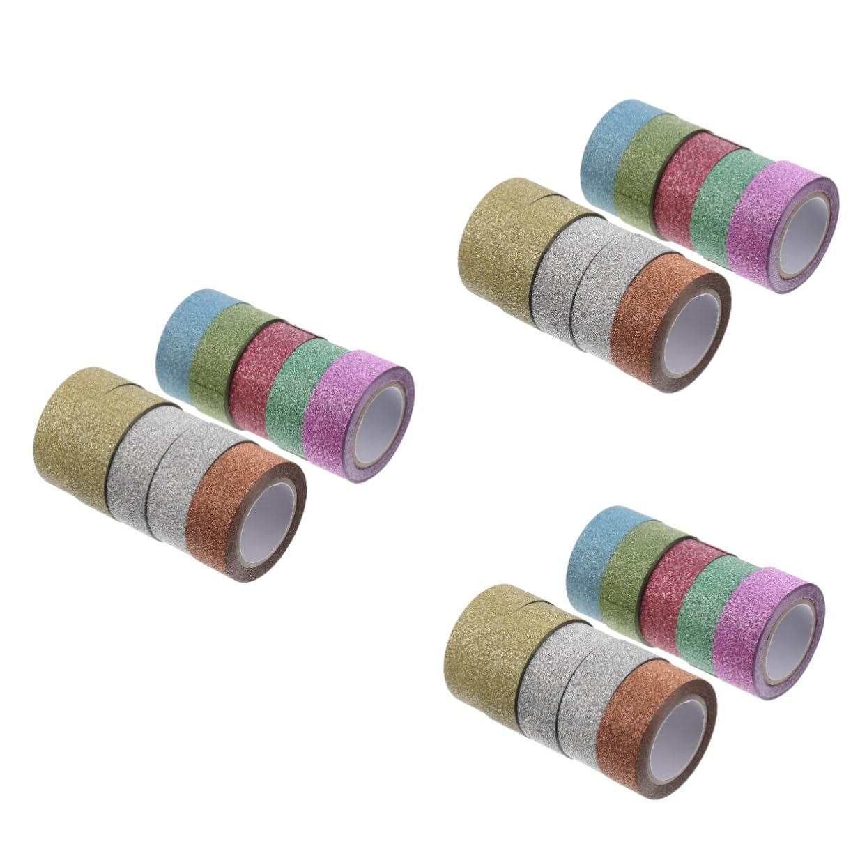SHINEOFI 3 Set Di Nastri Washi Decorati Con Glitter Per Scrapbooking Nastri Adesivi Per Mascheratura 10 Pezzi*3