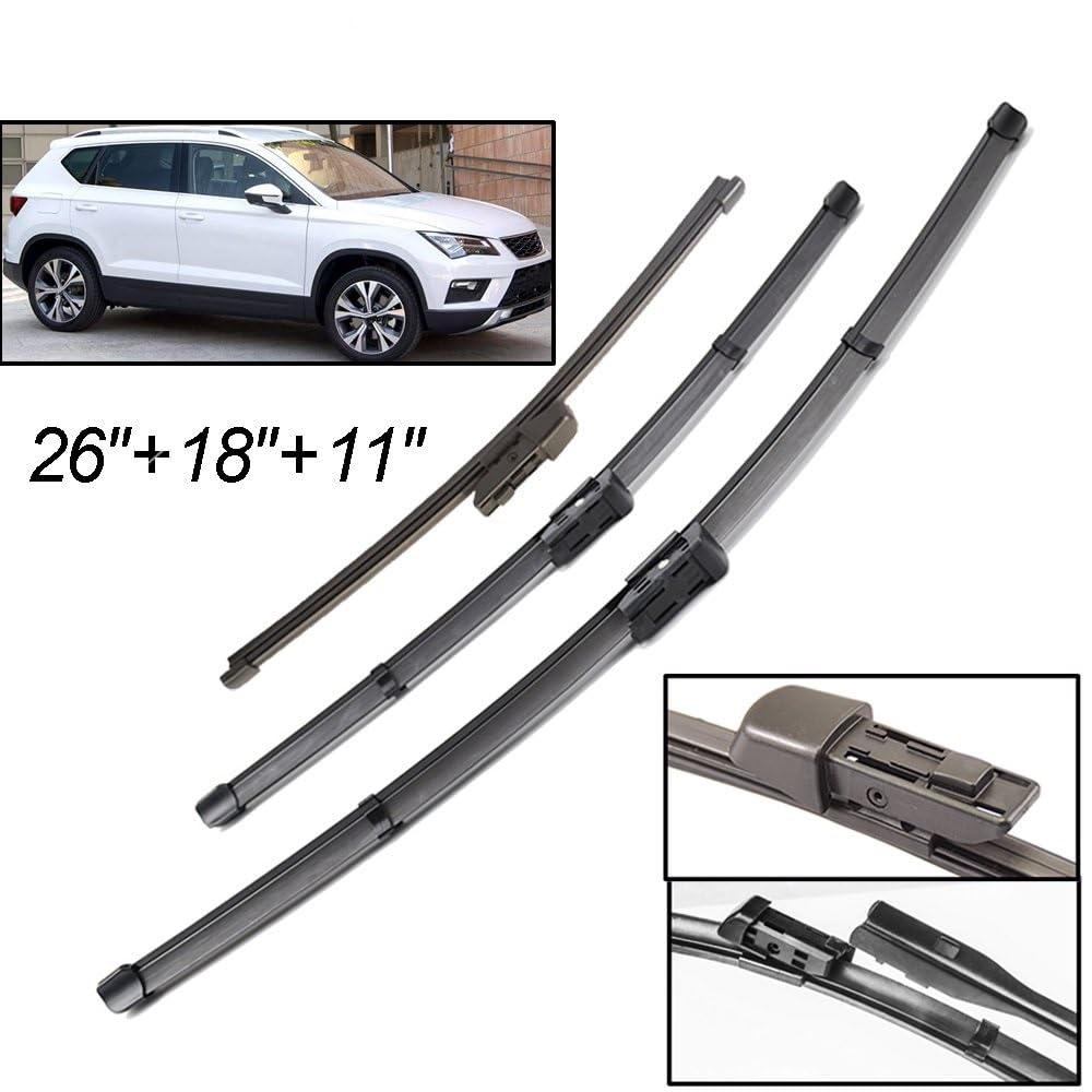 Spazzole Tergicristallo LHD Anteriore Spazzole Tergicristallo Set Per Seat Per Ateca 2016 2017 2018 2019 2020 2021 2022 2023 Parabrezza Parabrezza Finestra Spazzole 26 "18" 11" Tergicristallo Auto