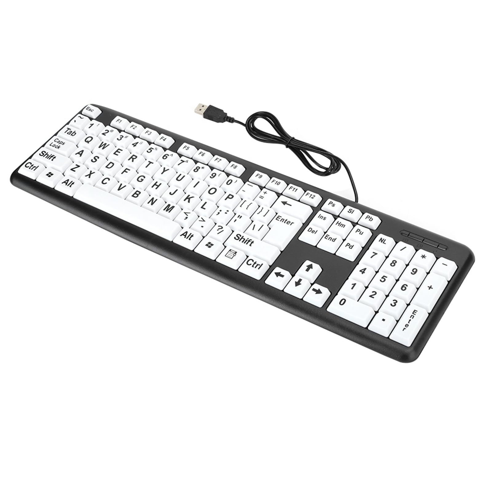 Visually Keyboards 46×16×3 Low Keyboard USB Wired Old People Keyboard with White Large Print Keysblack Large Key Keyboard Keyboard with Large Keys