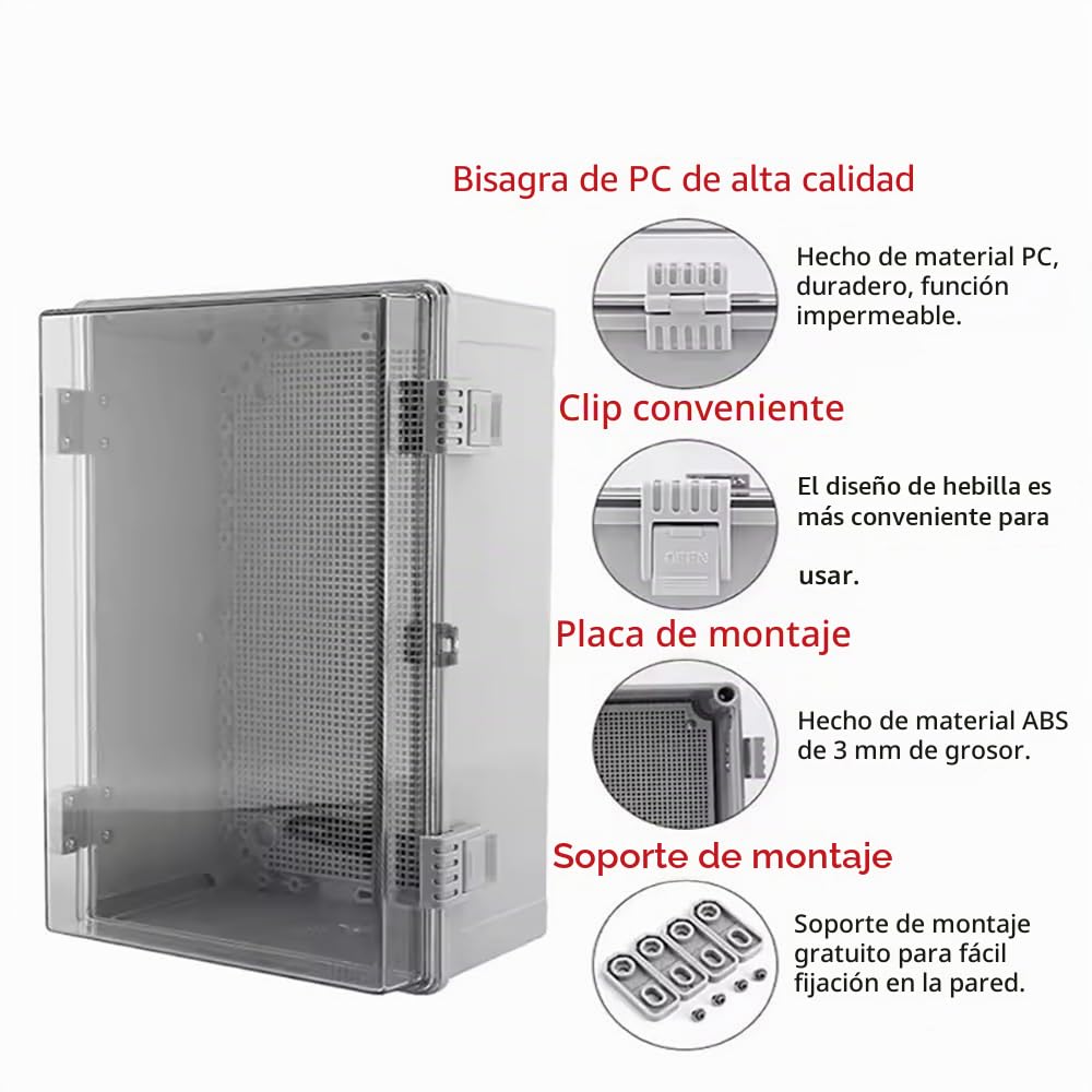 NEWFUN Cuadro Electrico, Armario Electrico IP66, Armario de Distribución Exterior con Accesorios de Montaje en Pared 300×300×170MM
