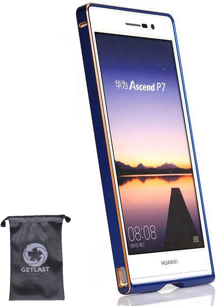 MINUO - Huawei Ascend P7 Case, [Blue] Luxury Aluminum Metal Bumper Case for Huawei Ascend P7