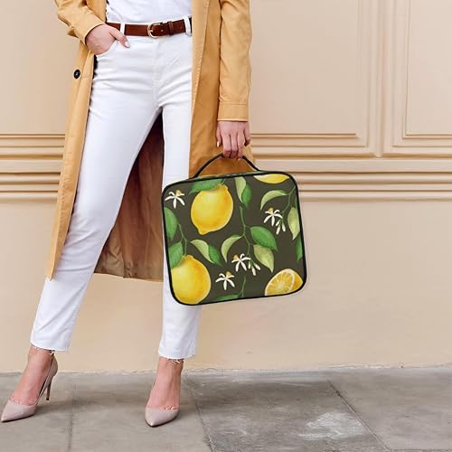 Miniatura 5 de Bolsa de maquillaje de viaje para mujer, grande, cuadrada, portátil, profesional, de tren de coqueta, estuche para cosméticos con asa, deliciosos