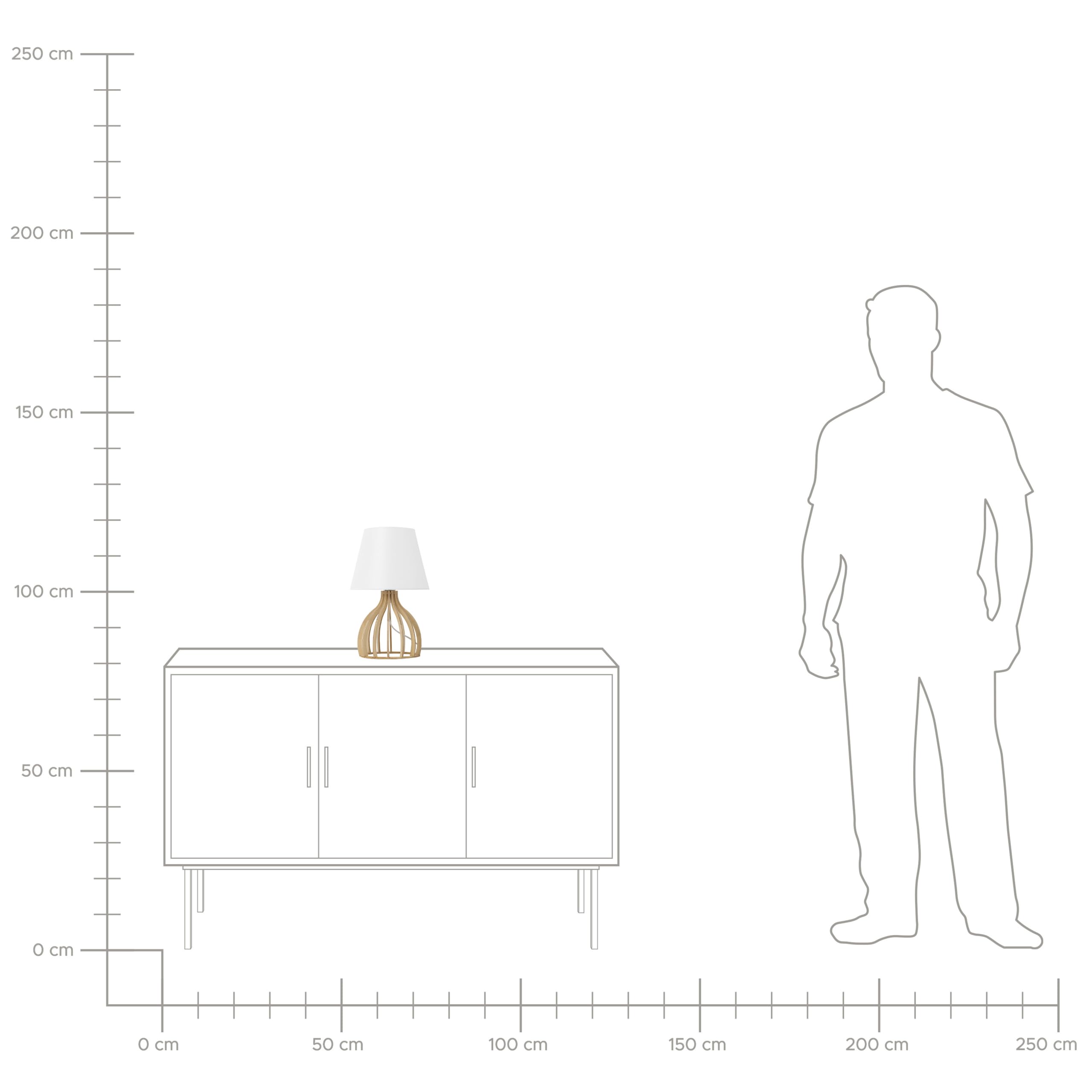Lámpara de mesa base de madera pantalla de tela blanca moderna Agueda