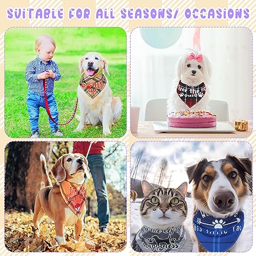 Locmeo 200 Pcs Dog Bandana Bulk Summer Plaid Grooming Pet Bandanas with Cute Sayings for Small to Large Dog Puppy Scarf Spring Holiday Costume Birthday Supplies for Small to Large Cats(Adorable Style) - Thumbnail 5