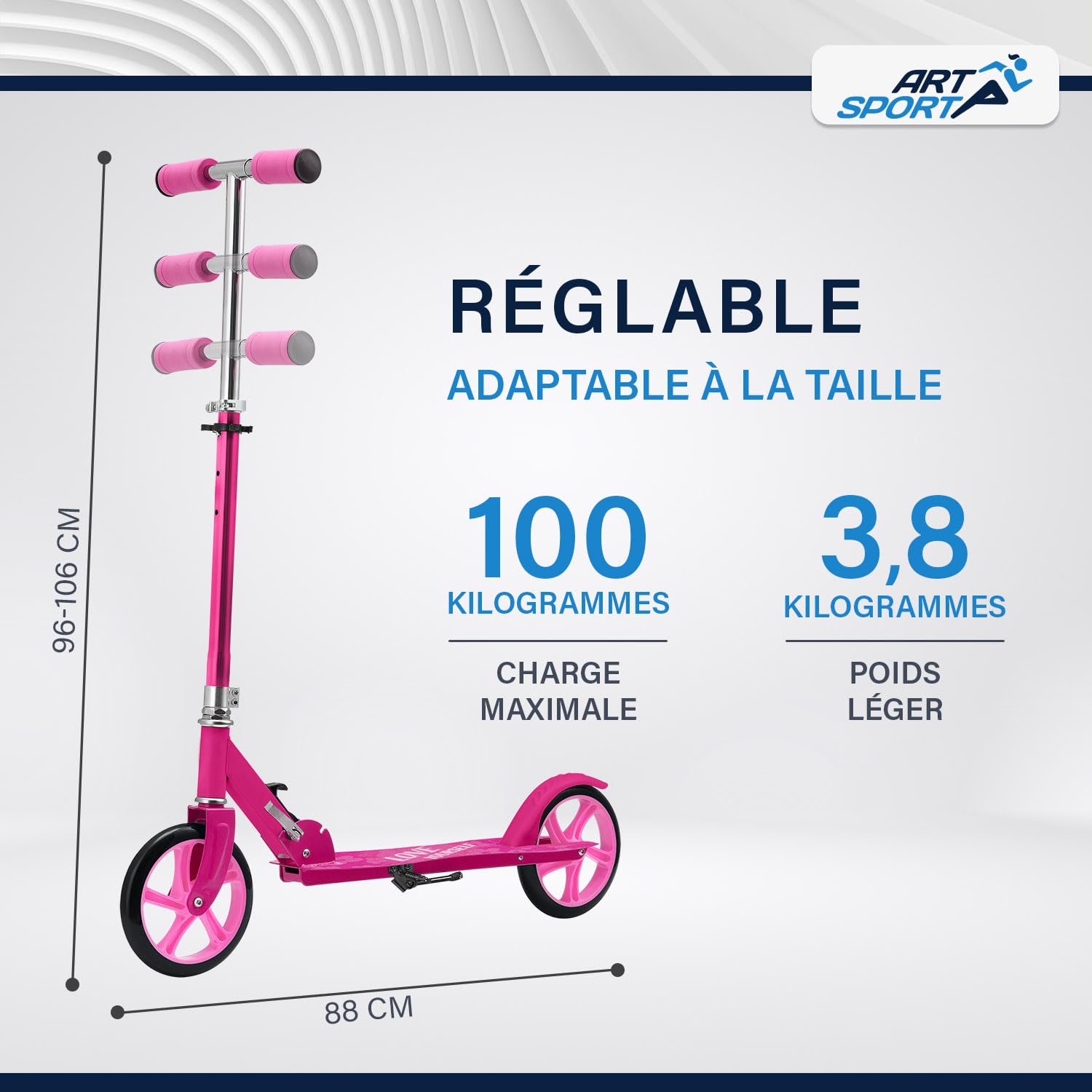 ArtSport Trottinette de Ville avec Roues Big Wheel et Sangle de Transport – pour Les Enfants à partir de 3 Ans – 4 modèles
