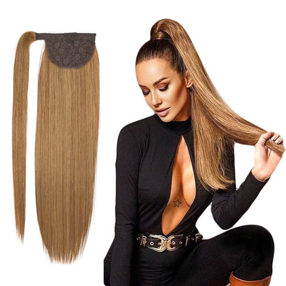 Amazon.com : Honey Blonde Straight Human Hair Ponytail  display picture 2
