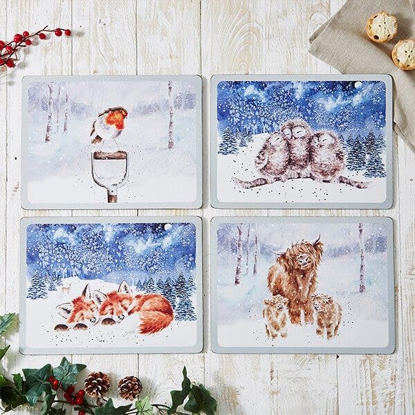 Wrendale Designs Lot de 4 sets de table Motif ciel d'hiver
