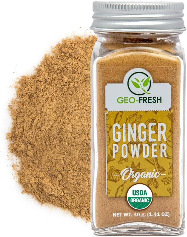 Geo-Fresh Organic Ginger Powder 1.4 oz - Ground Ginger Powder Organic Raw - USDA Certified, Non-GMO, Kosher, Gluten-Free - Premium Spice and Seasoning for Cooking & Baking