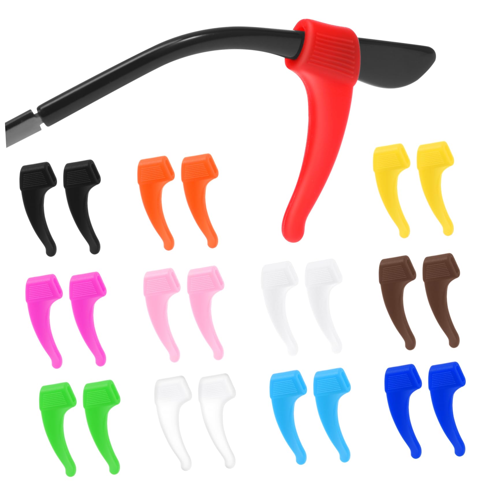 NUOBESTY Silikon Brillenbügelpolster 12 Paar Anti Rutsch Halter | 1 Satz, für Brillenbügelende und Ohrbügel, für Outdoor Sport und Reisen