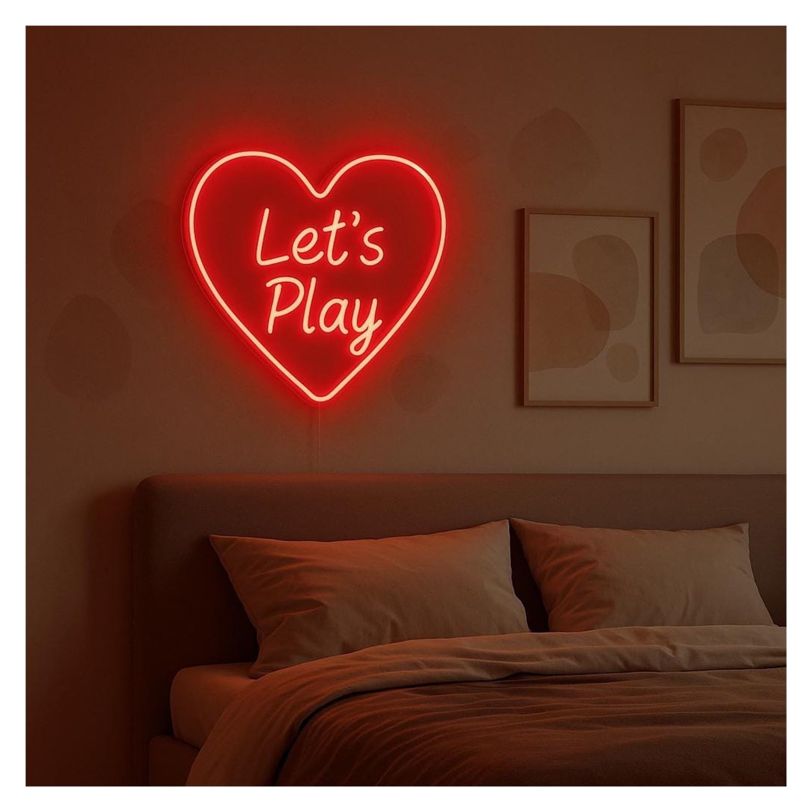 SHOUXI Sign Lamp Let's Play Neon Sign, Suitable for Bedroom Man Cave Decor with Dimmable 38cm