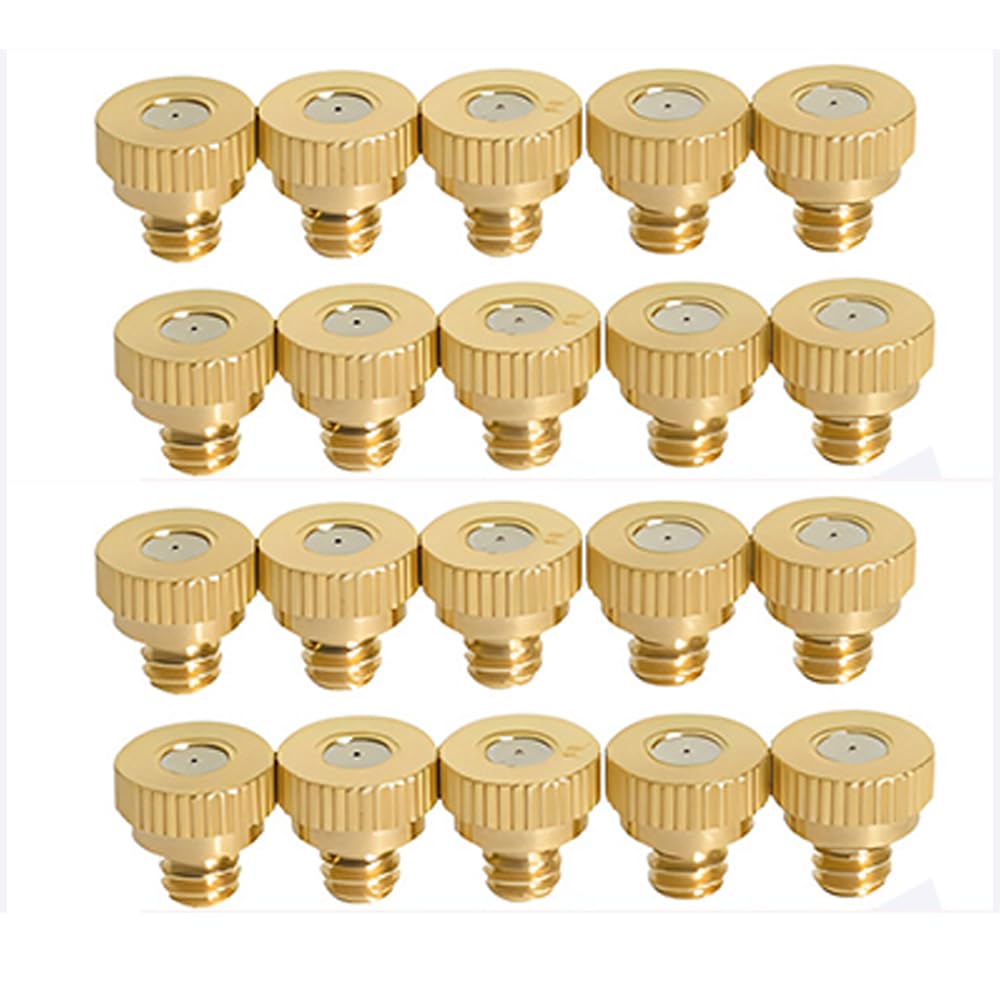 Brass Low Pressure Atomizing Nozzle Cooling and Humidifying Nozzle Micro Mist Sprinklers Sprinkler Nozzle Tap Water Atomizing Sprayer Outdoor Cooling Agriculture Irrigation Spraying 10pcs 20pcs 0.2mm