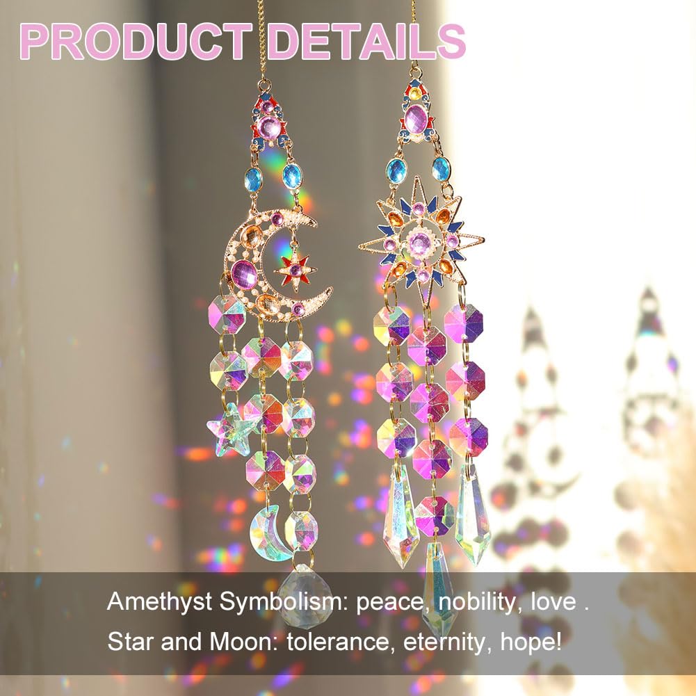 Sun Catcher Crystal Window, Pack of 2 Crystal Pendant Decoration, Hanging Window Decoration, Rainbow Crystals Pendant - Image 3