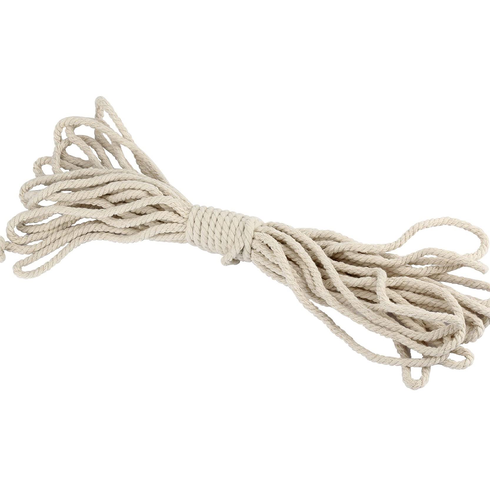 ZNKZJ Cuerda de algodón con cordón de macramé 328 pies,Cuerda de macramé, cordón de algodón Natural Suave Trenzado de 3 Hilos ，Cadena de macramé para Crafts, Colgantes de Pared,Beige-5mm