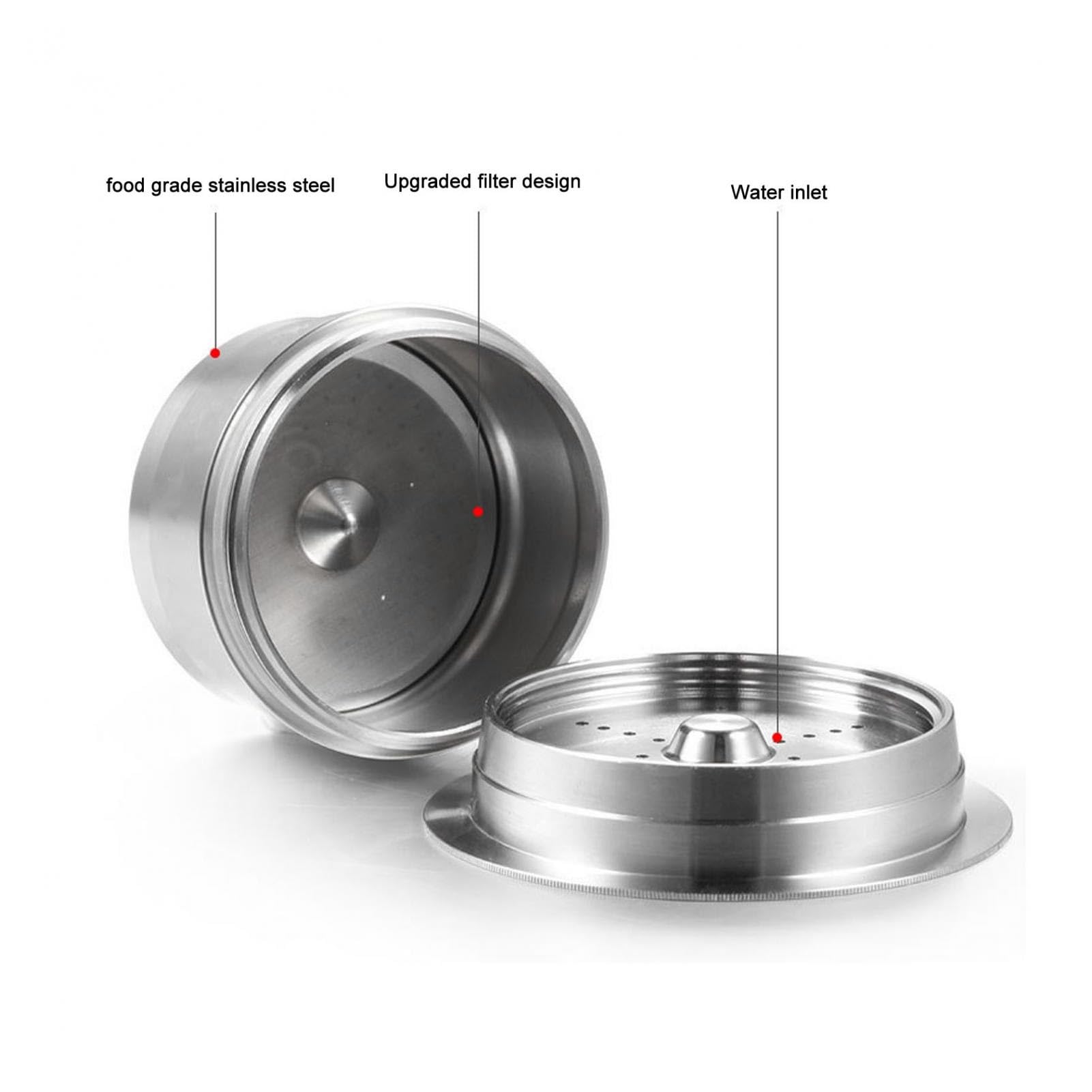 Cápsulas de café Reutilizables de Acero Inoxidable con Doble filtración, rellenables y con un práctico Interruptor de Rosca Cápsulas de Filtro de café Reutilizables for la Serie TCHIBO