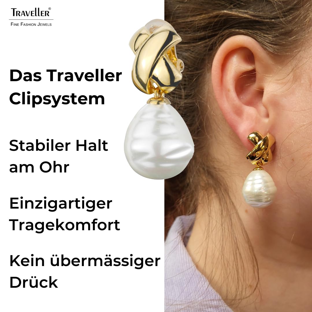 Traveller Orecchini a clip – ciondolo – perla barocca grande