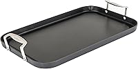 Vista 1 de Viking Nonstick Double Burner Griddle, 19 x 11 Inch Hard Anodized Kitchen Grill Pan with Handles, Oven Safe, Works on Gas, Ceramic, and Electric