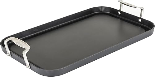 Viking Plancha antiadherente de doble quemador, anodizado duro, sartén antiadherente para cocina con asas, apta para horno, funciona en estufas