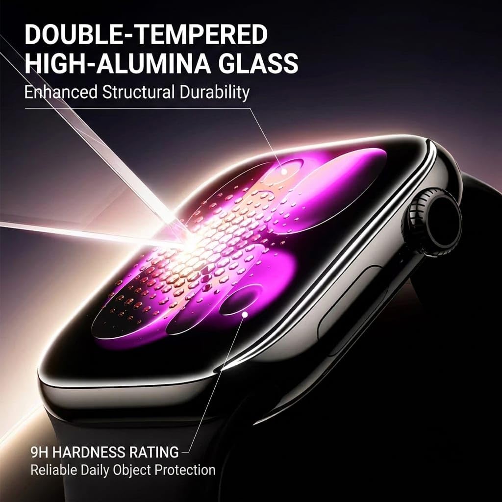 SAHARA – Pellicola salvaschermo in vetro temperato termoformato ZeroDamage 3D per Apple Watch SE 1/2/3, serie 4/5/6 (44 mm), copertura completa, durezza 9H, applicatore senza bolle