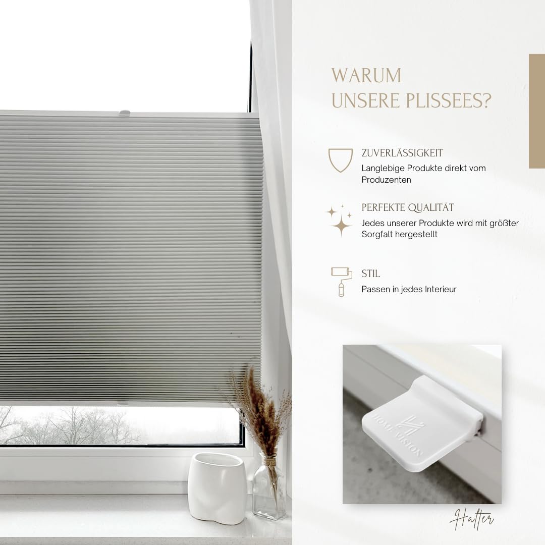 Home-Vision® Premium Doppelplissee Wabenplissee ohne Bohren mit Klemmfix (Weiß-Weiß, B80cm x H120cm) Modern Klemmfix Blickdicht Plissee Sonnenschutz Hitzeschutz Jalousie für Fenster Thermo