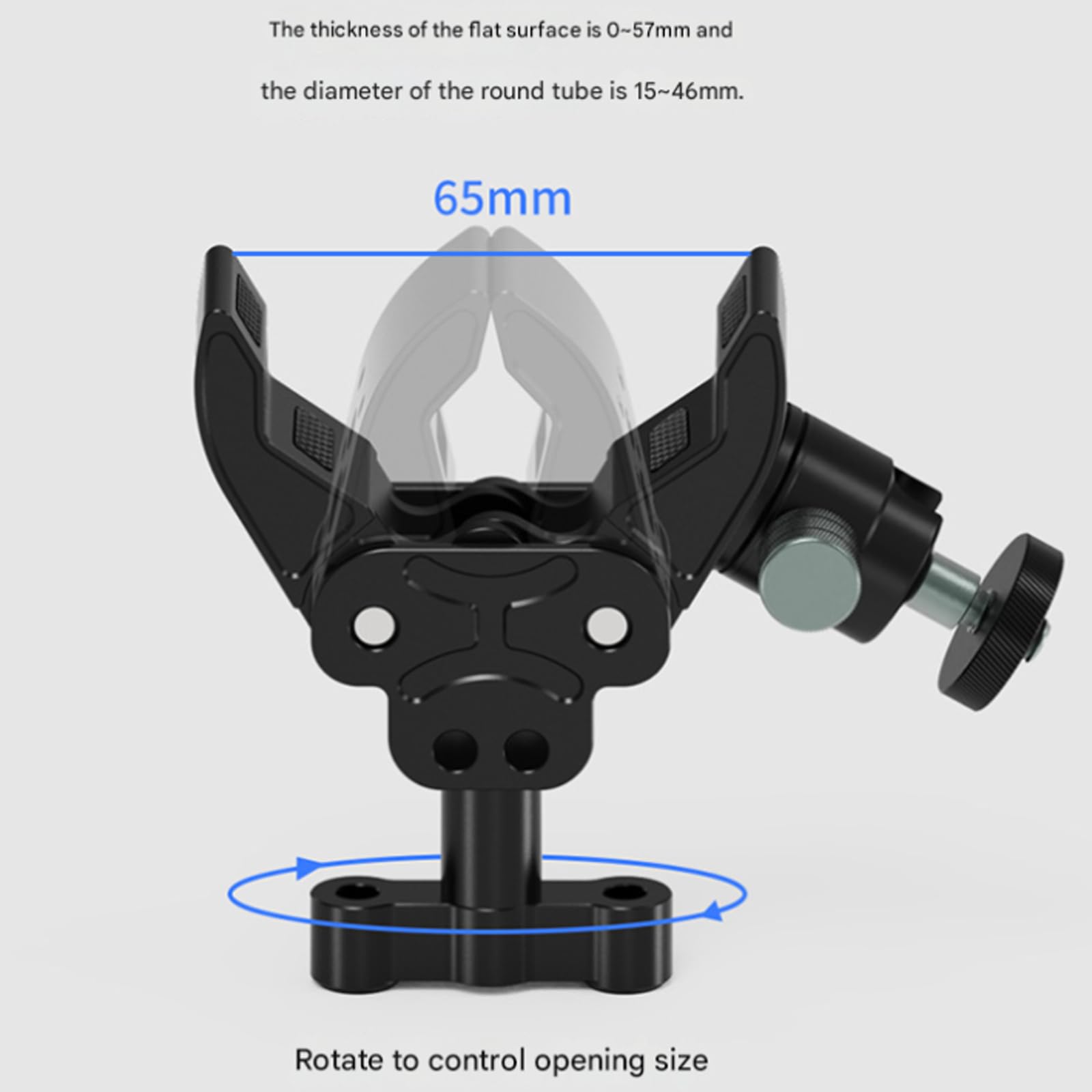 Staffa per action camera, super morsetto, regolabile a 360 gradi, con estensione da 1/4", convertitore treppiede per manubrio, accessorio per fotocamera resistente per vlog da viaggio