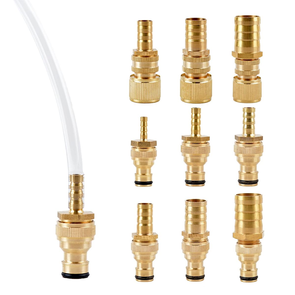 Conectores rápidos y robustos de latón Macho, 6.4x16x61mm Barb Adaptador de Manguera para riego de Jardines, A