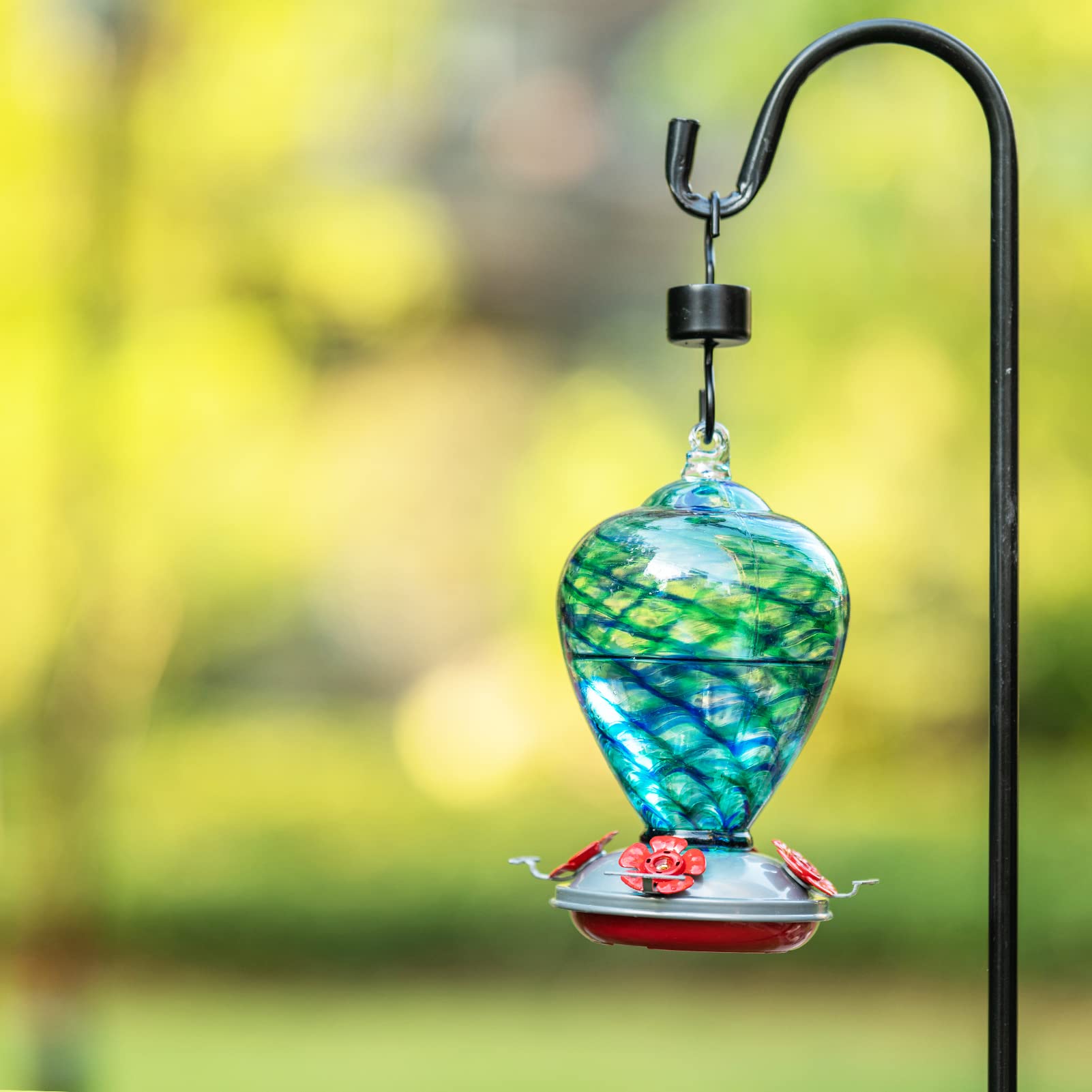 Karmniki dla kolibrów, ręcznie dmuchane szkło, karmnik dla kolibrów, do zawieszenia na zewnątrz, z haczykami na mrówki, idealny do ogrodu, podwórka, patio, dekoracja, prezent,