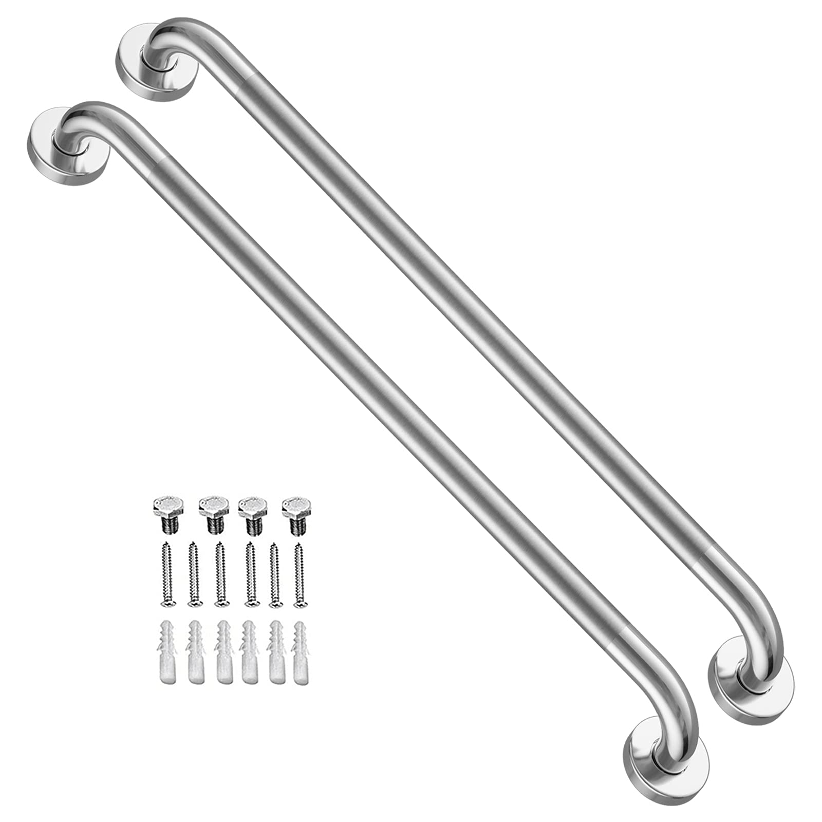 32 Inch Chrome Shower Grab Bar - 1.25 Inch Diameter, ZUEXT Stainless Steel Wall Safety Grab Bar, Bathroom Shower Balance Bar, Safety Hand Rail Support,Handicap Elderly Injury Senior Bath Assist Handle