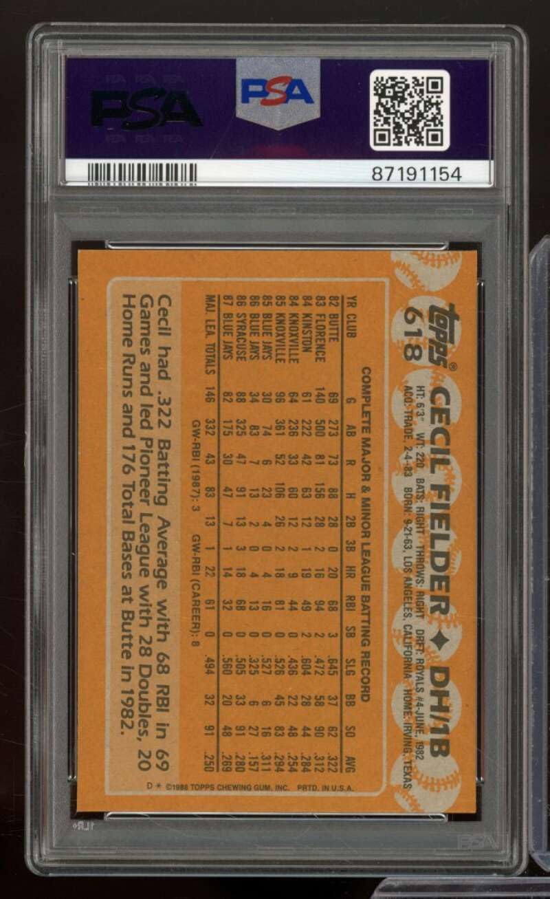 Amazon.com: Cecil Fielder Card 1988 Topps #618 PSA 9