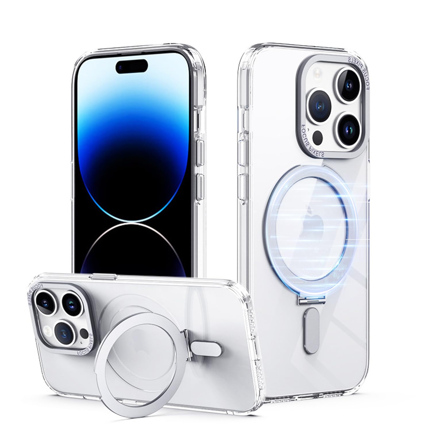 Soporte anillo iPhone 15 Plus funda delgada compatible con MagSafe 8