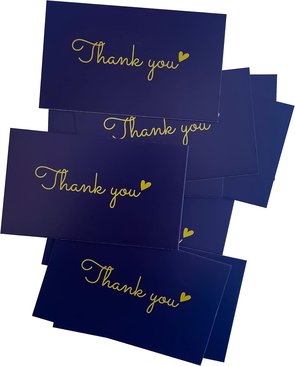 RXBC2011 100 Little Thank You Cards Gold Heart Design Bulk Thank you Notes for All Occasions 3.5 x 2 Inch Dark Blue - Image 5