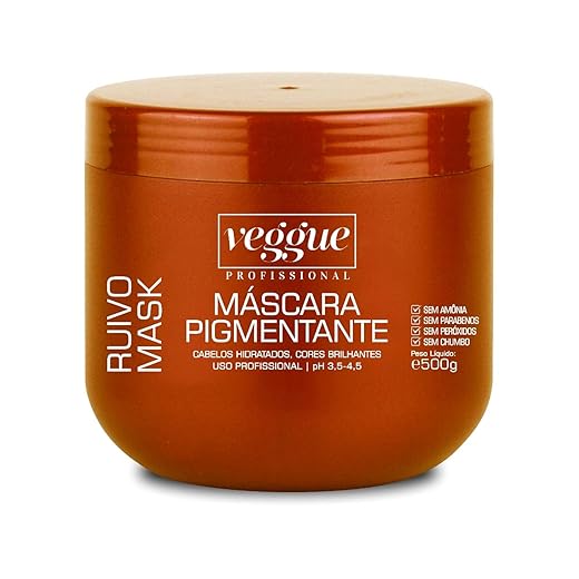 Máscara Capilar Tonalizante Ruivo Cobre Veggue Profissional 500g