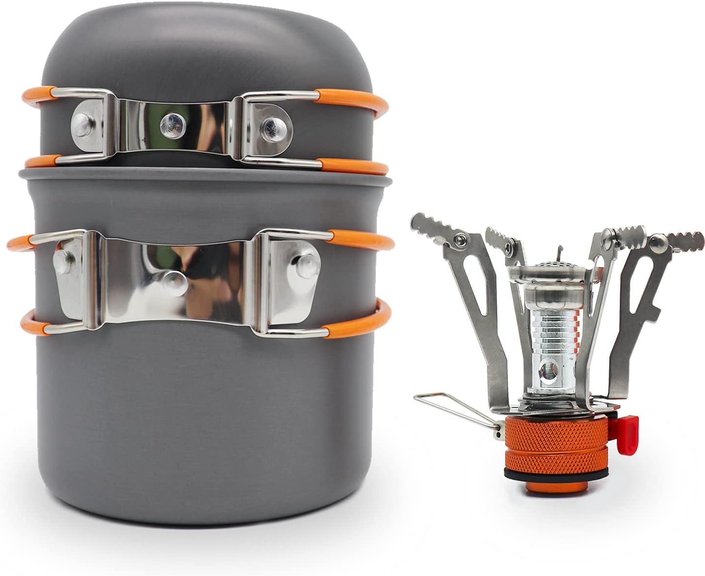 Portable Backpacking Stove Kit,Camp Stove with Lightweight Pot,Outdoor Mini Picnic Stoves Cookware Equipment,for Camping Hiking Cooking（3PCS