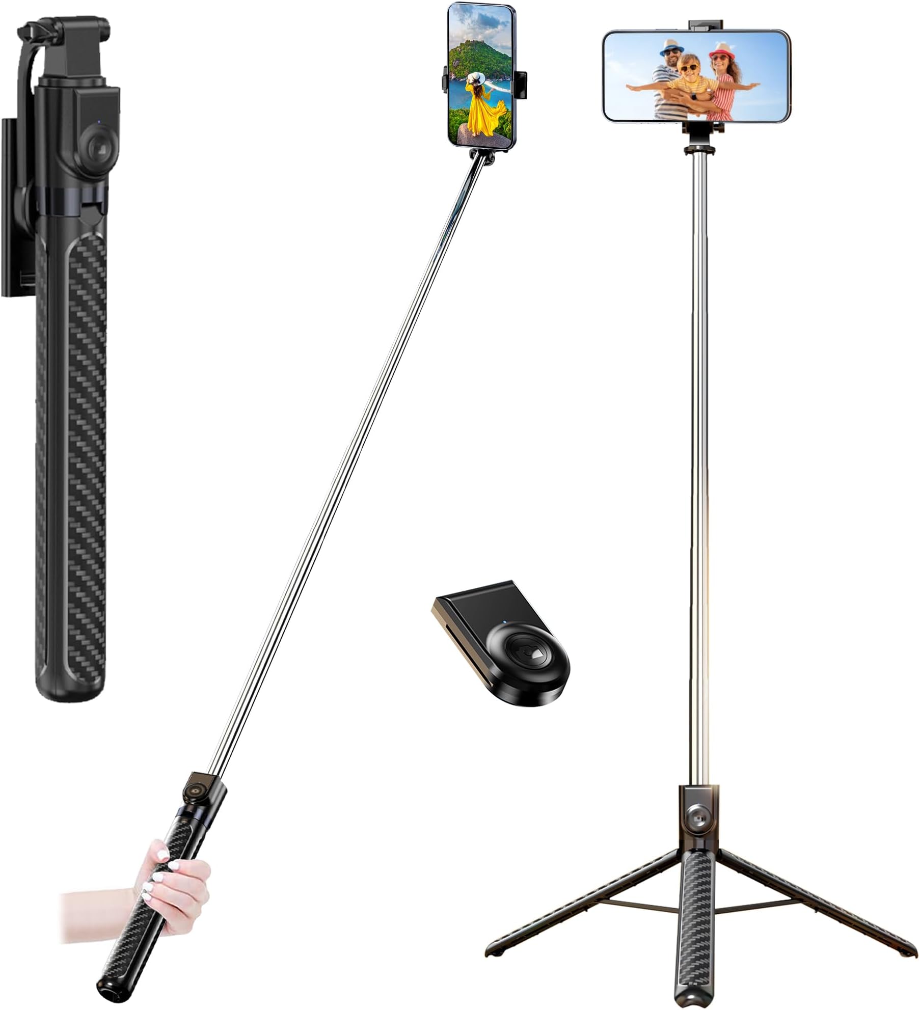Wecool S5s Selfie Stick with Tripod Stand 360 Degree, Extendable Upto 71inc/ 180cm Long 7 Section Stable Base for Mobile/GoPro/Camera, Perfect for Vlogging & Photoshoot