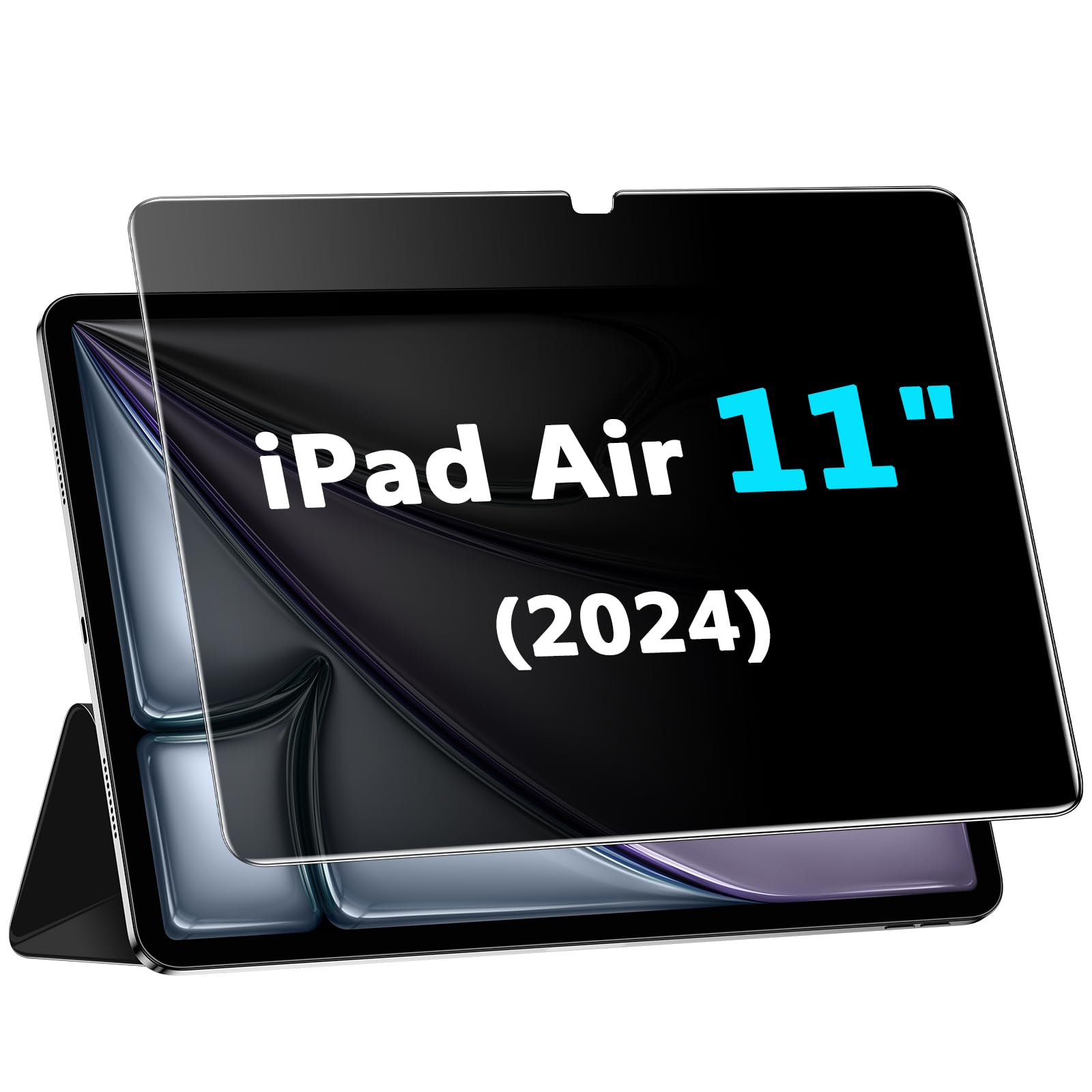 WYQLTD Privacy Screen Protector for iPad Air 11 Inch (M3/M2, 2025/2024) 7th/6th Generation, Anti-Spy 9H Tempered Glass, Anti-Scratch, Bubbles Free