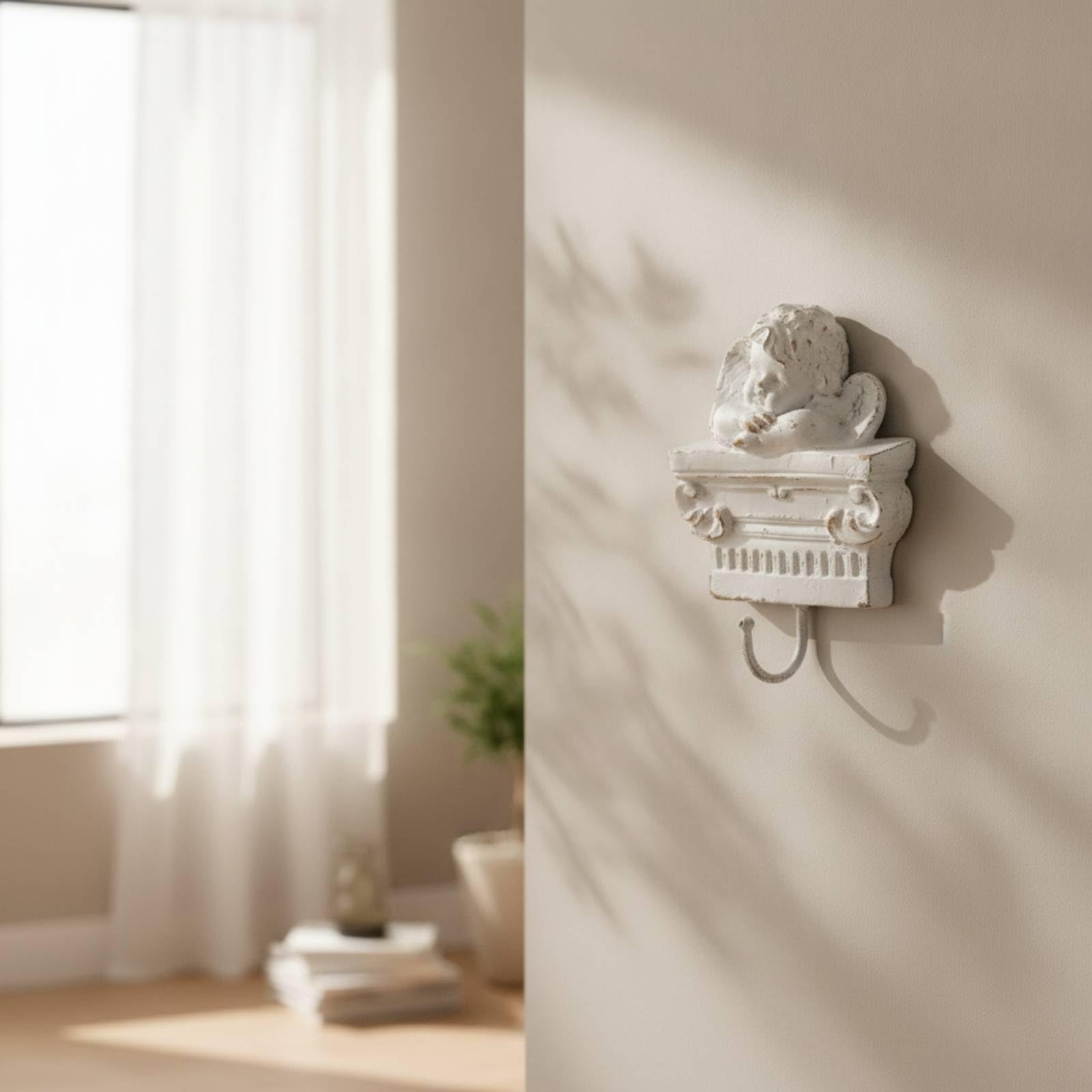 Gancio da Parete con Putto Shabby Chic Appendiabiti a Parete Antica Arredo per Ingresso, MBK001