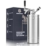 128OZ Mini Keg Growler, Pressurized Home Dispenser System with Self-Closing Design Faucet Keeps Carbonation and Fresh for Homebrew, Craft and Draft Beer
