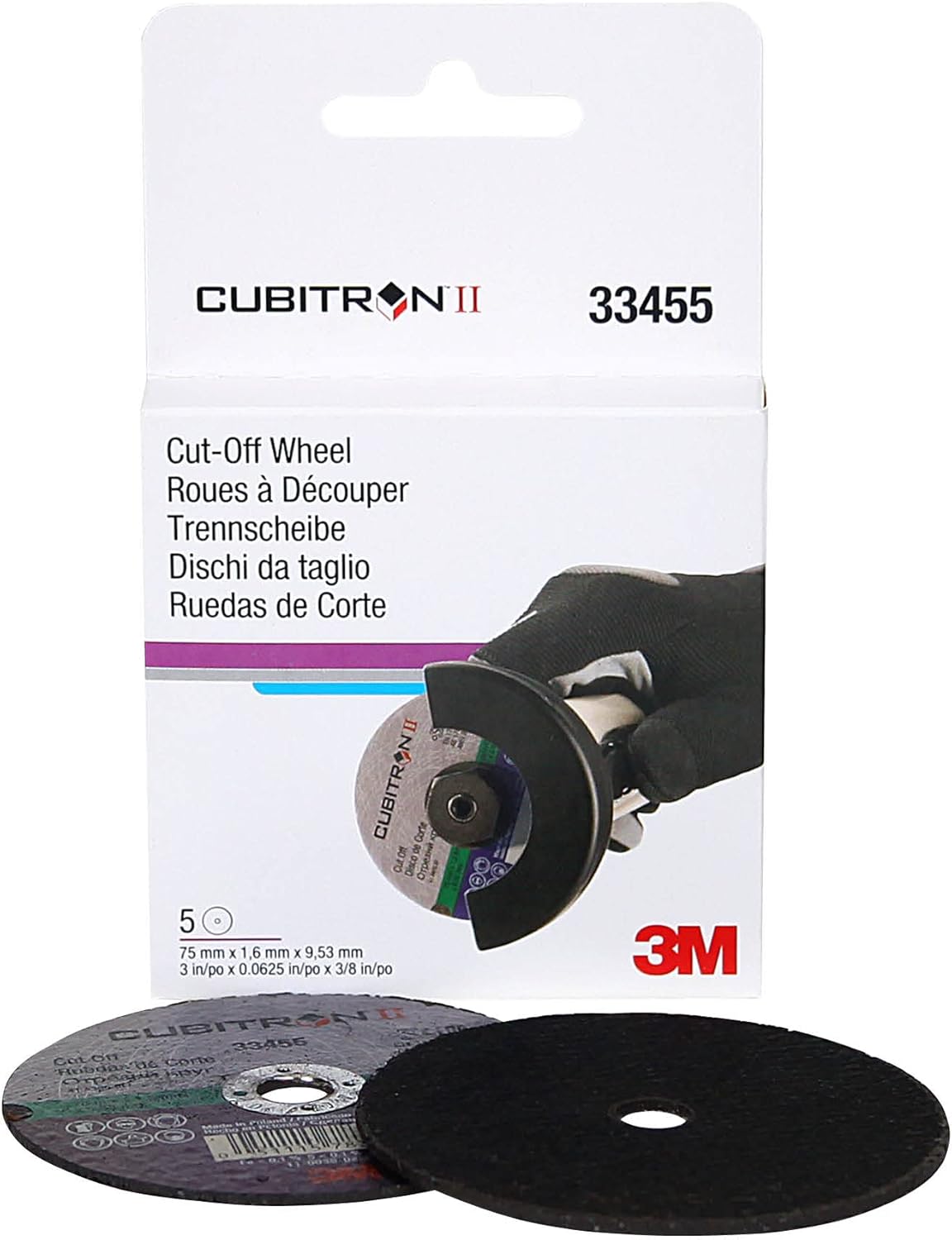 3M Cubitron II Cut-Off Wheel, 33455, 3 in, .0625 in x 3/8 in, 5 Pack, High Performance, Fast Cutting, Long Lasting
