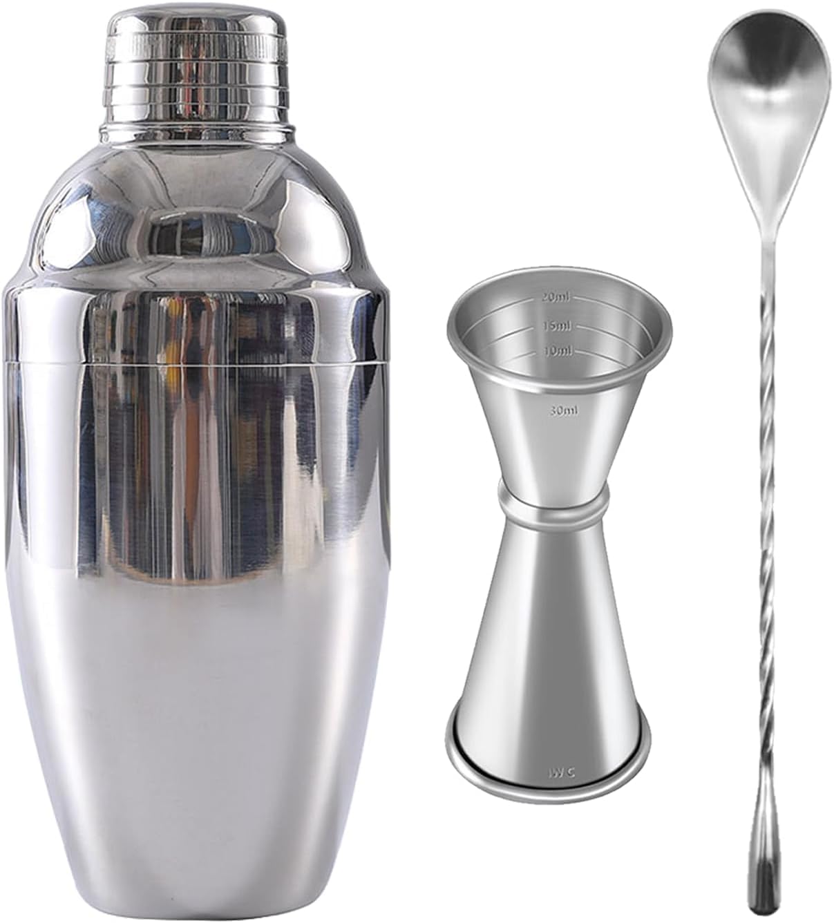 Amazon｜カクテルシェイカー 500ml 0.8mm肉厚カップ本体 メジャー