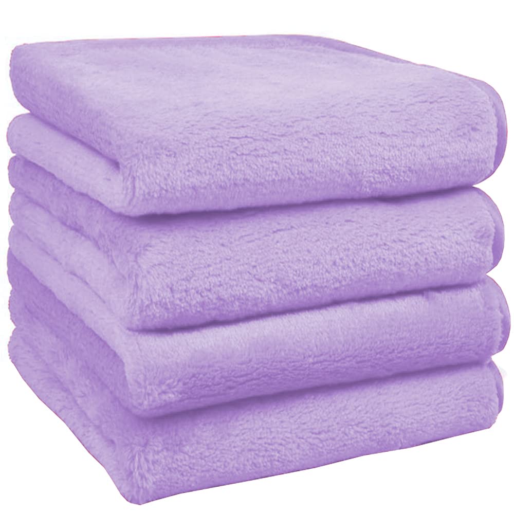 Microfibre Makeup Remover Cloths Microfibre Face Cloths Facial Cleansing Towels- Removes Makeup Instantly with Just Water 4 PACK (25CMX25CM, Purple x 4PCS)