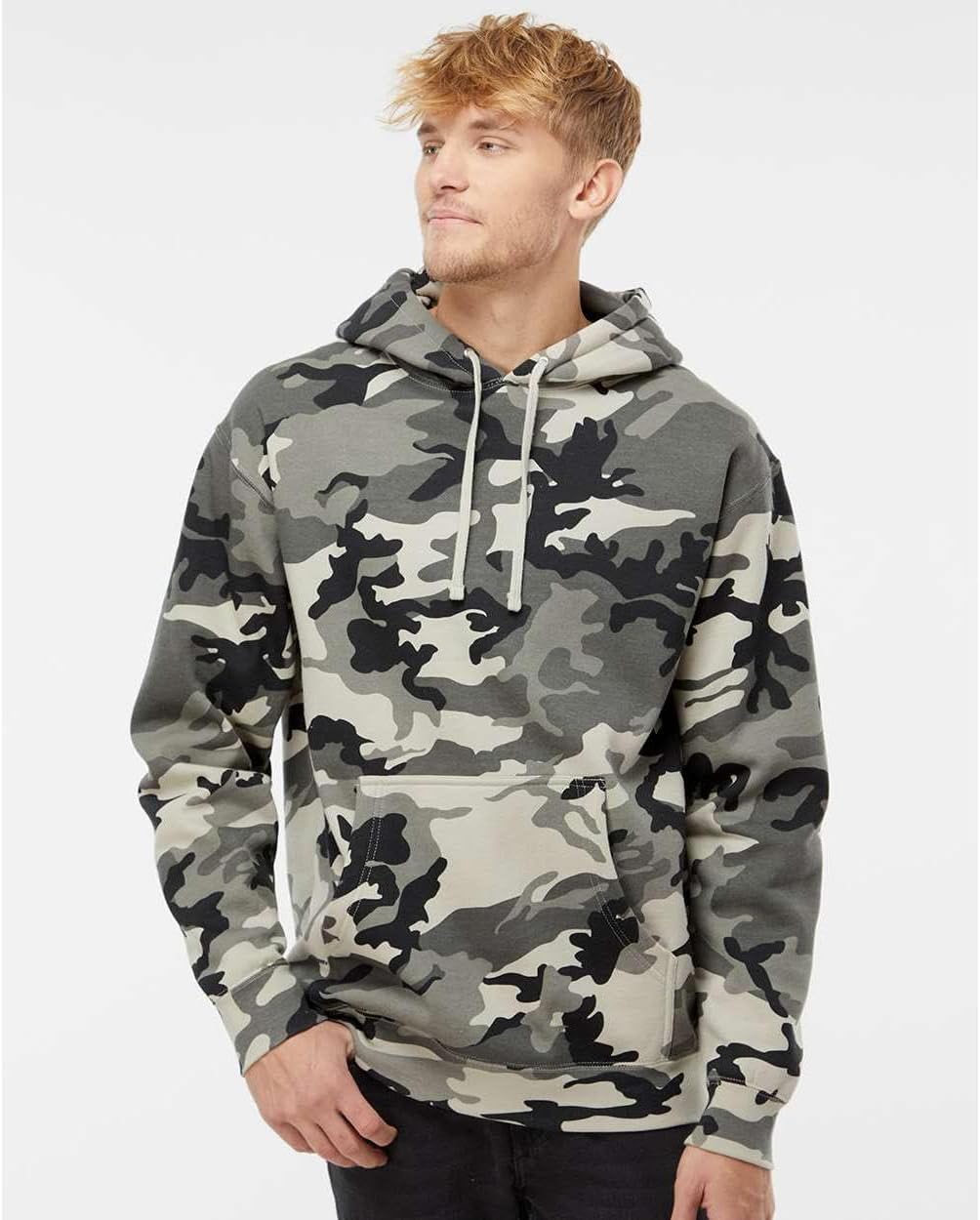 Independent Trading Co. Hooded Pullover Sweatshirt M Snow Camo