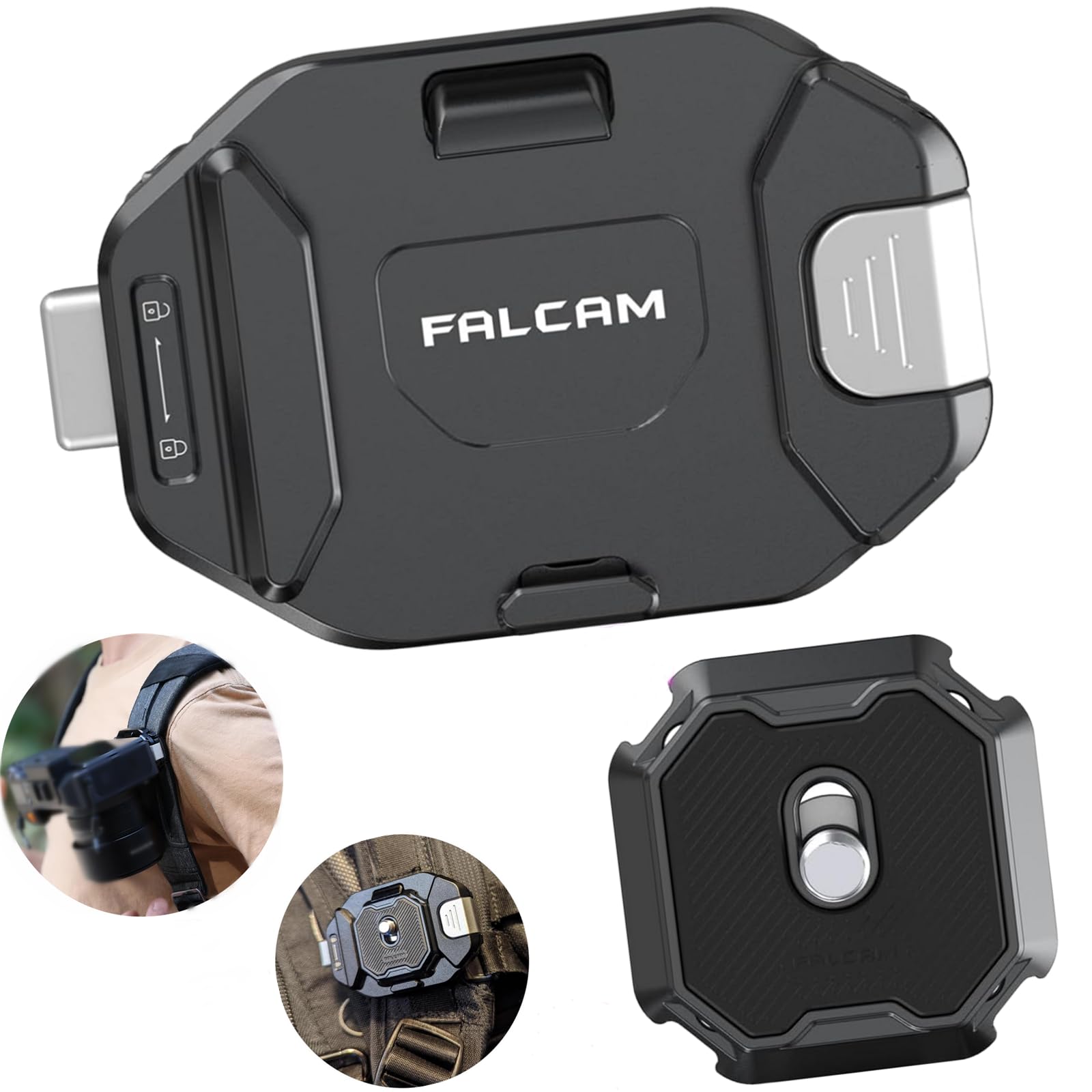Falcam F38 Camera Quick Release Plate Camera Mounts Clamps,Shoulder Strap Plate for DSLR/Mirroless Camera Compatible with Arca Swiss and Clamp for Backpack Strap V2(Quick Release Clip and Plate Kit)
