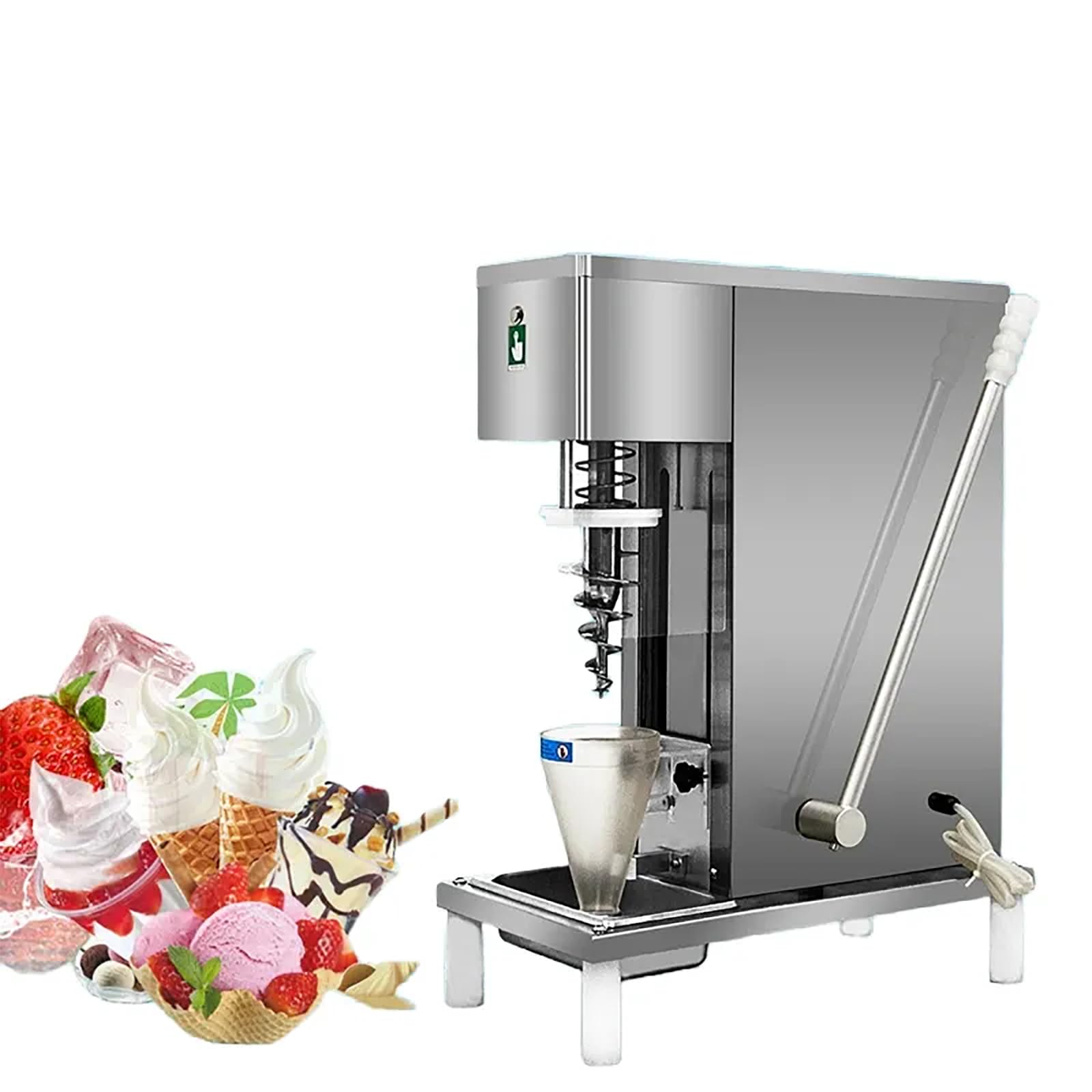 Mieszarka do lodów, komercyjny blender do jogurtów z wałkiem mieszającym ze stali nierdzewnej i zbiornikiem o pojemności 980 ml, funkcja samoobsługowego czyszczenia i równomierne mieszanie w z(
