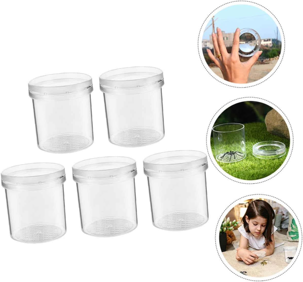 DECHOUS 5Pcs Portable Multi Function Magnifier Boxes for Lightweight Insect Observation Jars for Nature Exploration Collection Kit for Adventures