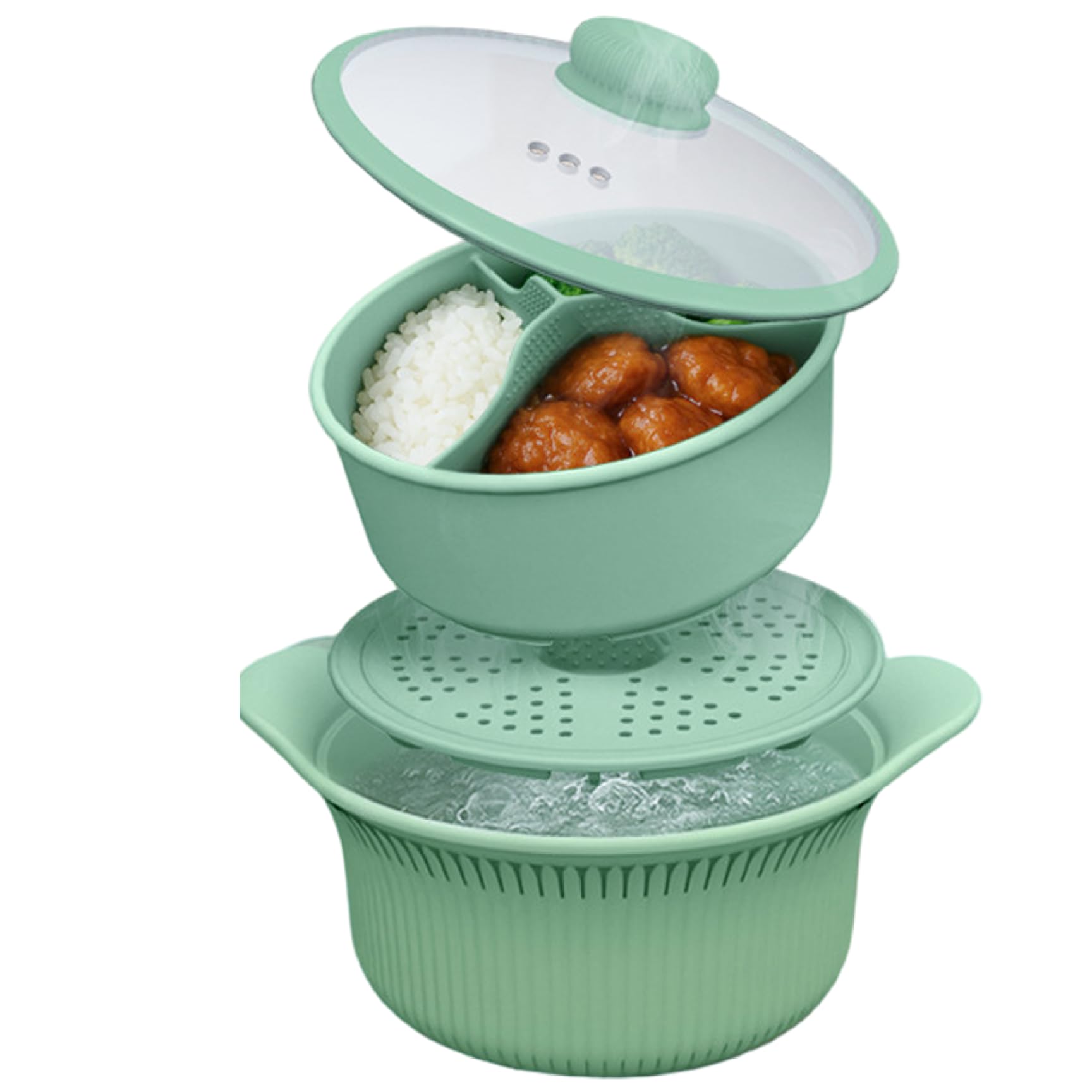 Pot à micro-ondes silicone 3 compartiments haut de gamme pour cuisson au four