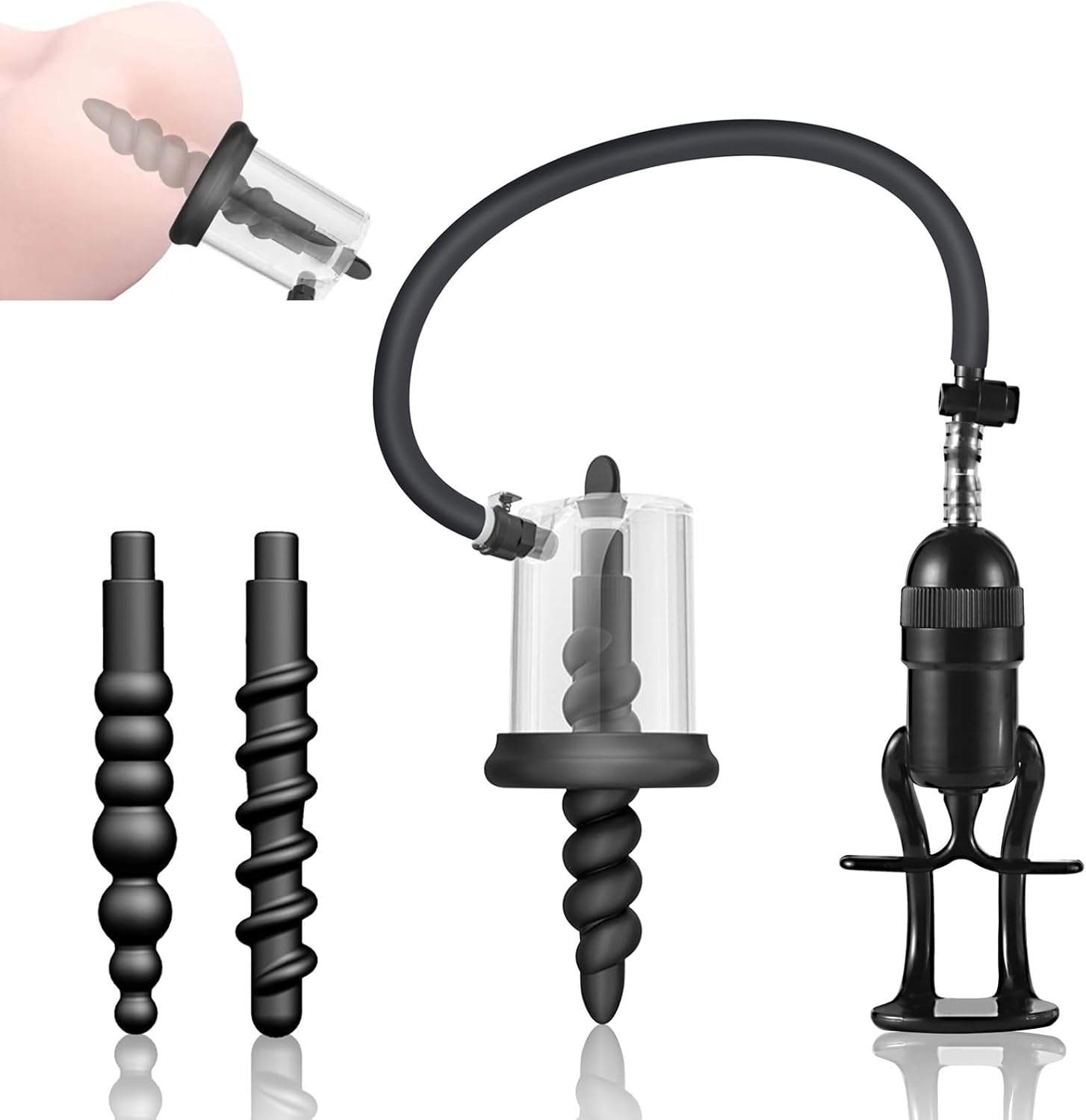 MFMYEE Anal Plug with Vacuum Pump, Manual Anus Enlarger with Putt Plug, Nipple Sucker Sucking Massage Stimulator, Anus Suction Cup, Butt Plug Masturbator, Anal Training SM Adult Sex Toys
