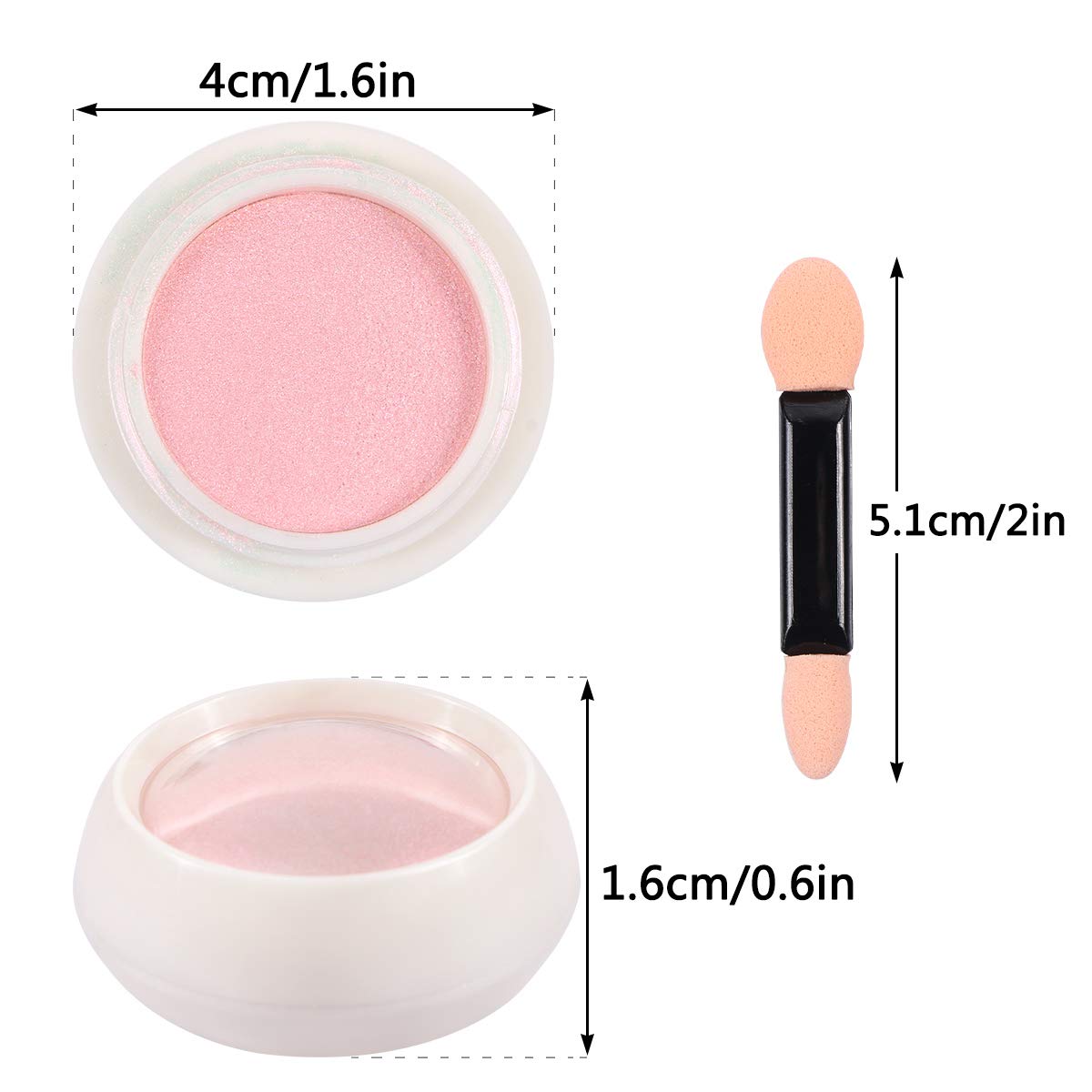 Polvere cromata per unghie, polvere per unghie a specchio, polvere al neon, polvere di aurora, polvere di titanio, decorazione per nail art con spazzole in spugna per unghie (polvere Aurora)